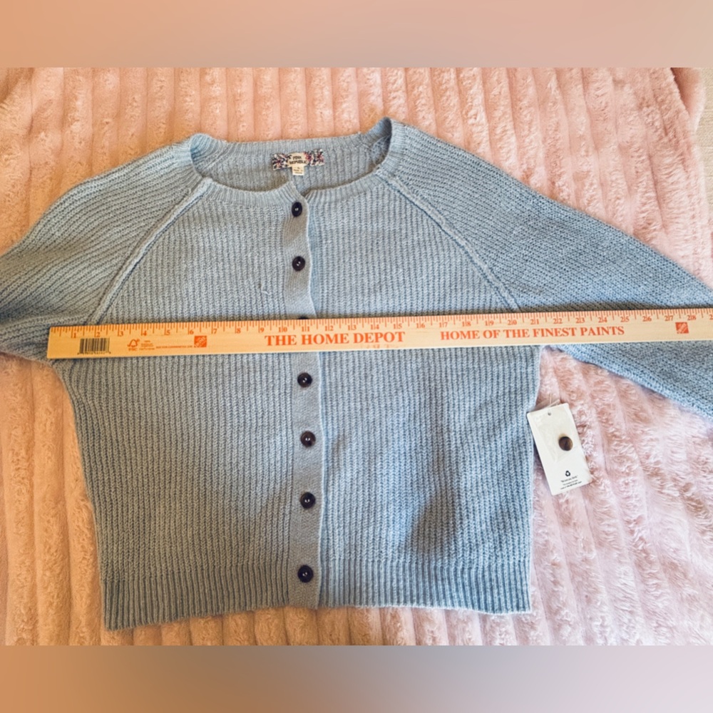 Pink Republic Cozy Light Blue Button-Front Women's Sweater Cardigan NEW Large - Picture 6 of 11